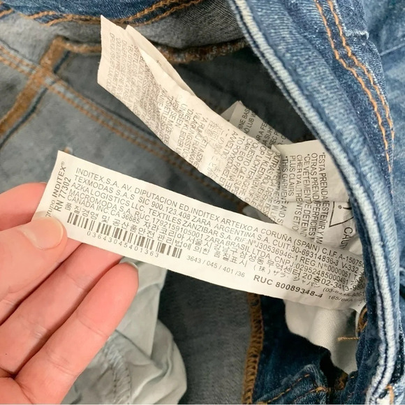 Zara Women’s Skinny Jeans Distressed Ripped Knees Dark Wash Denim high rise - Picture 10 of 13